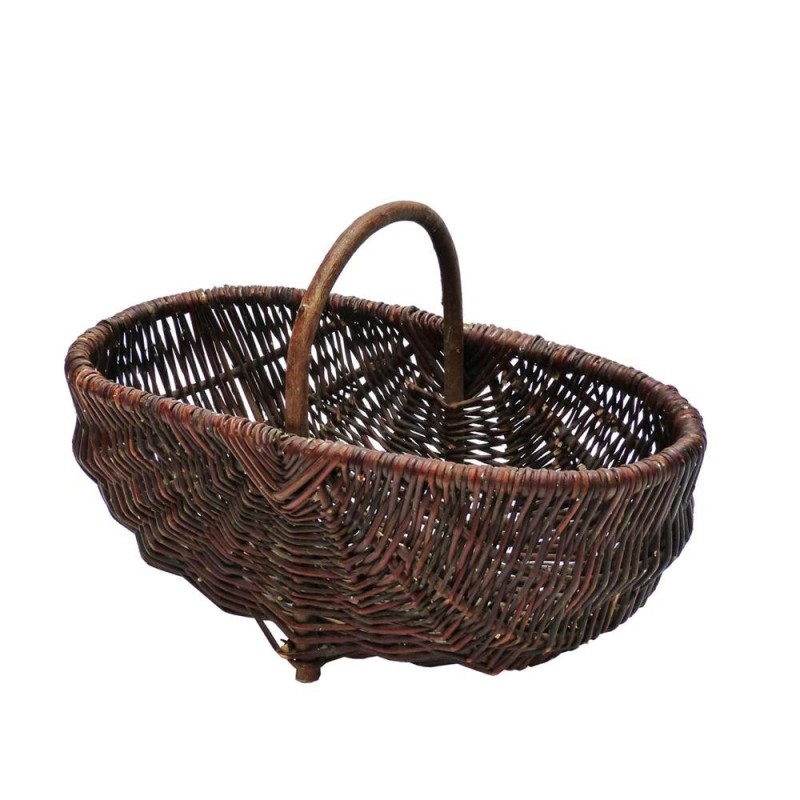 Grand Panier de Cueillette Arrondie Panière Corbeille de Fruits Légumes  Oeufs en Fer Grillagé Marron 32x39x46cm