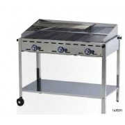 Barbecue GREEN FIRE en inox, avec 3 brûleurs